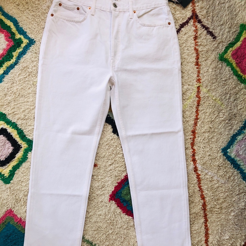 Re/Done 70’s Stovepipe Straight Leg Jeans Raw Hem 30